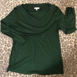 Green REISS drape-neck blouse/tee.